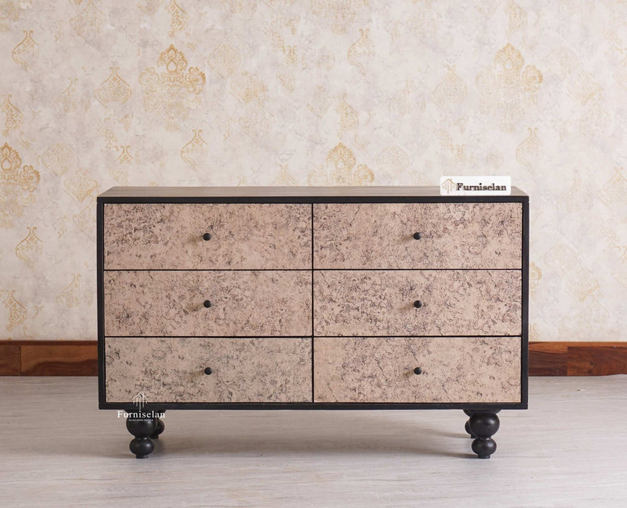 Puebla Solid Wood Six Drawer Chest of Drawer - Sideboard - Furniselan - Black-Finish