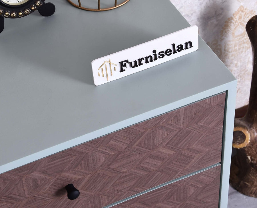 Puebla Solid Wood Six Drawer Chest of Drawer - Sideboard - Furniselan Silt Green 