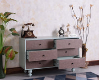 Puebla Solid Wood Six Drawer Chest of Drawer - Sideboard - Furniselan Silt Green 