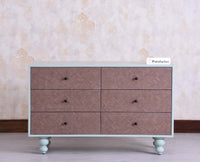 Puebla Solid Wood Six Drawer Chest of Drawer - Sideboard - Furniselan Silt Green 