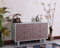 Puebla Solid Wood Six Drawer Chest of Drawer - Sideboard - Furniselan Silt Green 