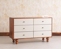 Puebla Solid Wood Six Drawer Chest of Drawer - Sideboard - Furniselan - Brown Finish