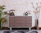 Puebla Solid Wood Six Drawer Chest of Drawer - Sideboard - Furniselan Silt Green 