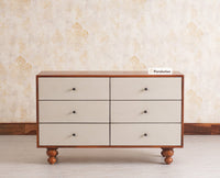 Puebla Solid Wood Six Drawer Chest of Drawer - Sideboard - Furniselan - Brown Finish