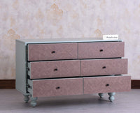 Puebla Solid Wood Six Drawer Chest of Drawer - Sideboard - Furniselan Silt Green 