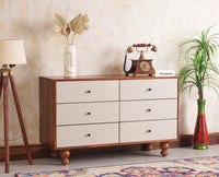 Puebla Solid Wood Six Drawer Chest of Drawer - Sideboard - Furniselan - Brown Finish