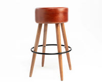 Montaro Wooden Leather Bar Stool - Brown