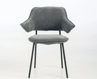 Rowan Fabric Dining Chair with Metal Legs - Grey