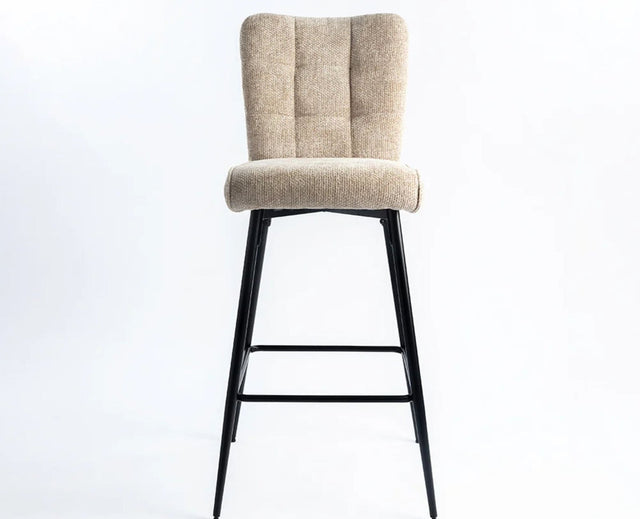 Quintra Nova Bar Chair – Modern Upholstered Bar Chair for Home & Café Textured Beige