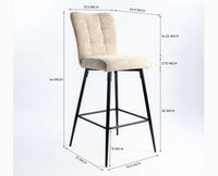 Quintra Nova Bar Chair – Modern Upholstered Bar Chair for Home & Café Textured Beige