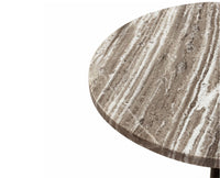 Rhea Aluminum Side Table with Marble - Brown Marble