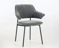 Rowan Fabric Dining Chair with Metal Legs - Grey