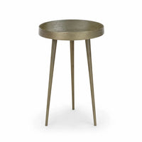 Liora Aluminum Side Table - Antique Brass Finish