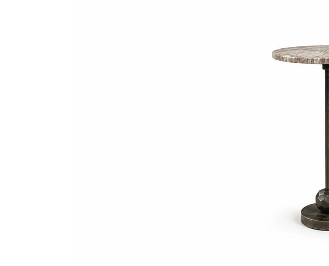 Rhea Aluminum Side Table with Marble - Brown Marble