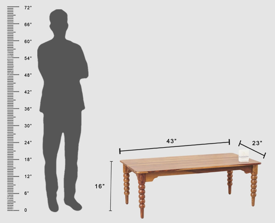 Richmond Sheesham Wood Coffee Table Furniselan - Teak-Finish