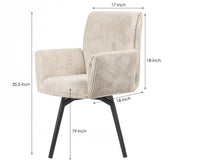 Ripple Ridge Radiance Dining Chair – Modern Upholstered Dining Chair for Home & Café Beige White