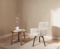 Ripple Ridge Radiance Dining Chair – Modern Upholstered Dining Chair for Home & Café Beige White