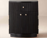 Rome Wooden Fluted Bedside Table Two and One Drawer Furniselan Black Finish