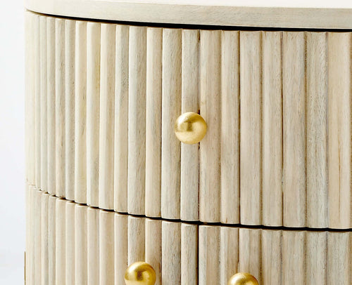 Rome Wooden Fluted Bedside Table Two and One Drawer Furniselan Frosty White