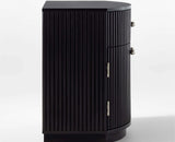 Rome Wooden Fluted Bedside Table Two and One Drawer Furniselan Black Finish