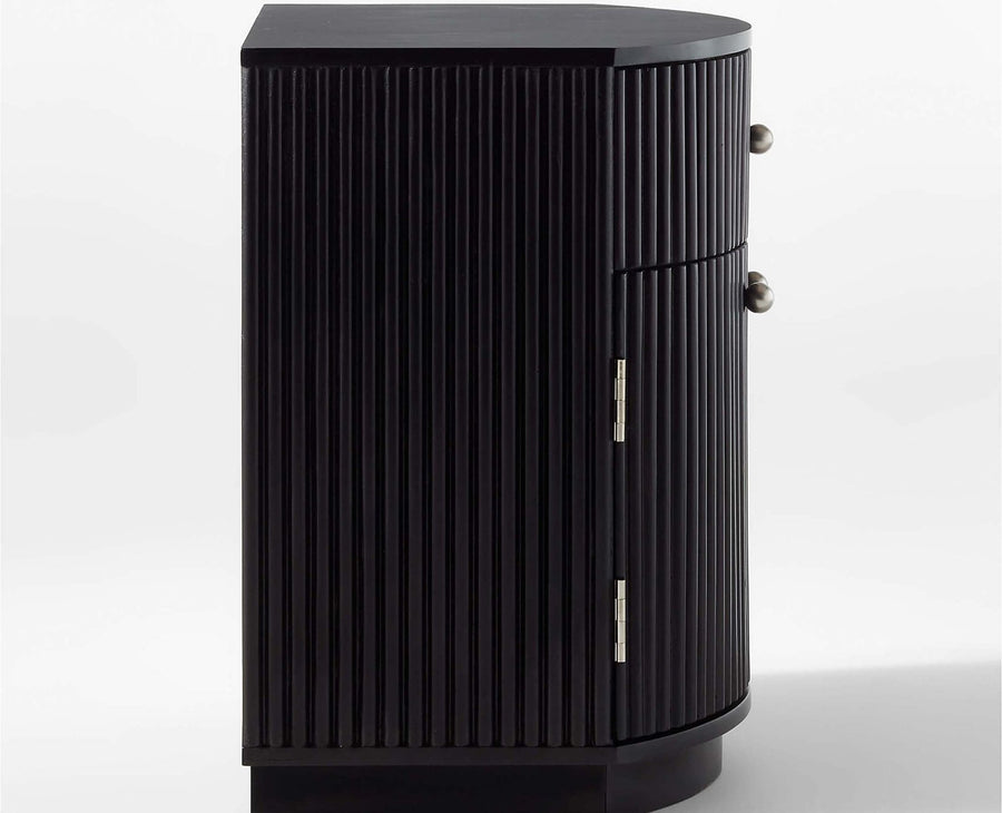 Rome Wooden Fluted Bedside Table Two and One Drawer Furniselan Black Finish