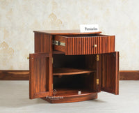 Rome Wooden Bedside Table Two and One Drawer Furniselan Brown Finish