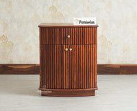 Rome Wooden Bedside Table Two and One Drawer Furniselan Brown Finish