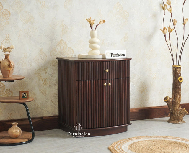 Rome Wooden Bedside Table Two and One Drawer Furniselan Grey Finish