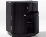 Rome Wooden Fluted Bedside Table Two and One Drawer Furniselan Black Finish