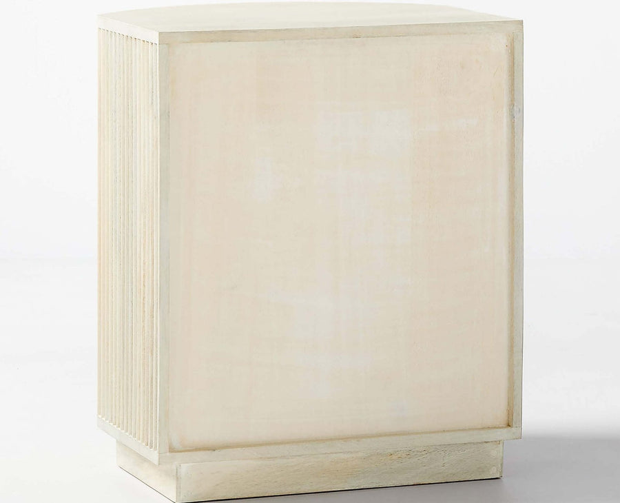 Rome Wooden Fluted Bedside Table Two and One Drawer Furniselan Frosty White