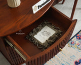 Rome Wooden Bedside Table Two and One Drawer Furniselan Brown Finish