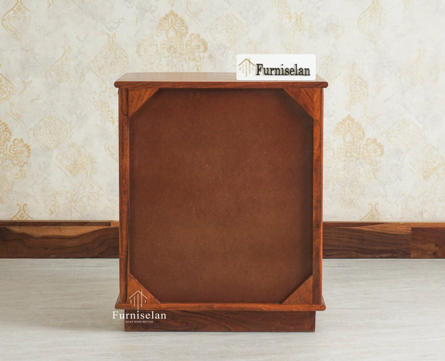 Rome Wooden Bedside Table Two and One Drawer Furniselan Brown Finish