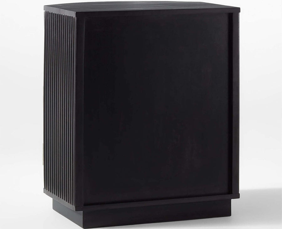 Rome Wooden Fluted Bedside Table Two and One Drawer Furniselan Black Finish
