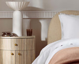 Rome Wooden Fluted Bedside Table Two and One Drawer Furniselan Frosty White