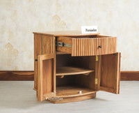 Rome Wooden Bedside Table Two and One Drawer Furniselan Natural Finish