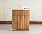 Rome Wooden Bedside Table Two and One Drawer Furniselan Natural Finish
