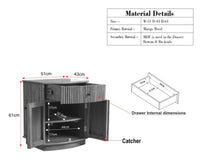 Rome Wooden Bedside Table Two and One Drawer Furniselan Grey Finish