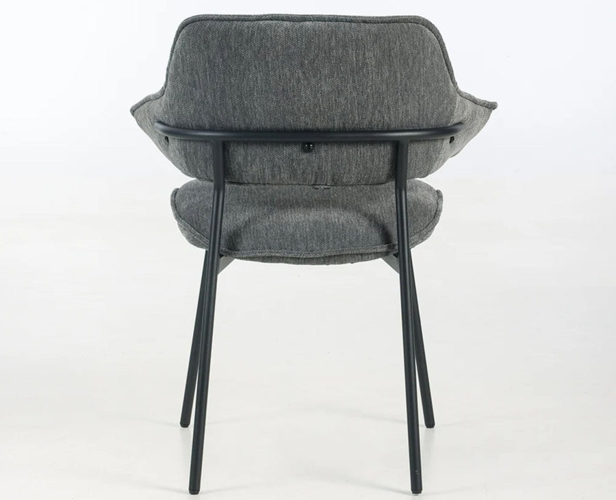 Rowan Fabric Dining Chair with Metal Legs - Grey
