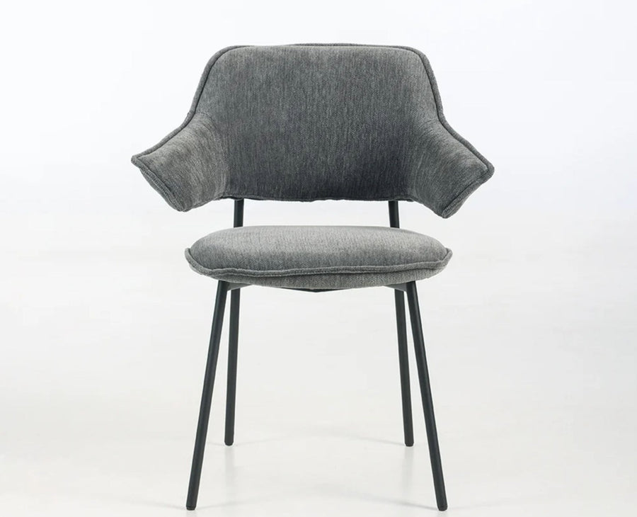 Rowan Fabric Dining Chair with Metal Legs - Grey