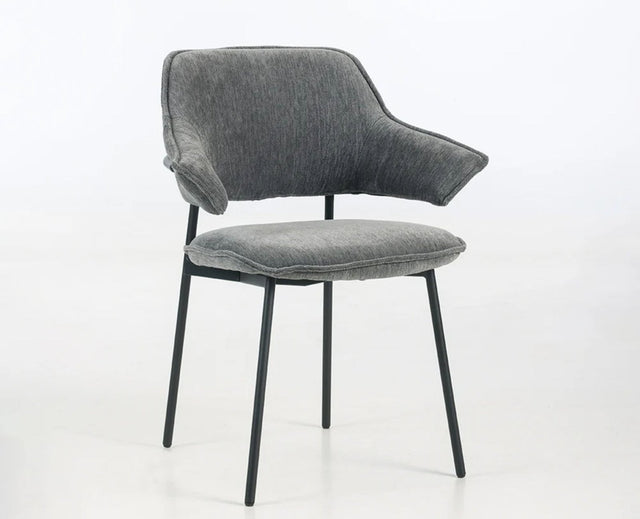 Rowan Fabric Dining Chair with Metal Legs - Grey