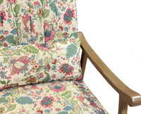 Elias Rubber Wood Rocking Chair with Cotton Fabric - Cream / Multicolor Floral Print