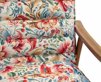 Levon Rubber Wood Arm Chair with Cotton Fabric - Cream / Multicolor Floral Print