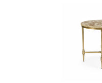 Adrian Marble Side Table with Metal - Beige Marble