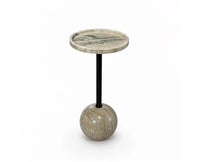 Julian Marble Side Table with Metal - Beige Marble