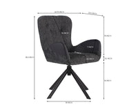 Marlow Swivel Fabric Dining Chair with Metal Legs - Charcoal Grey 