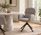 Arden Swivel Fabric Dining Chair with Metal Legs