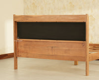 Santorini Wooden King Bed with Upholstered Headboard Natural Finish