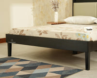 Santorini Wooden King Bed with Upholstered Headboard Black Finish