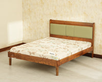 Santorini Wooden King Bed with Upholstered Headboard Teak Finish