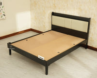 Santorini Wooden King Bed with Upholstered Headboard Black Finish